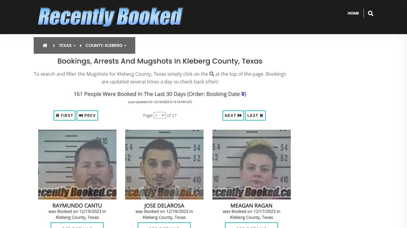 Recent bookings, Arrests, Mugshots in Kleberg County, Texas